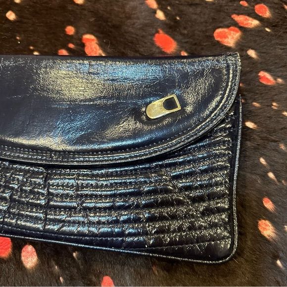 Vintage Debonair Roystone navy blue envelope style clutch - Picture 3 of 14